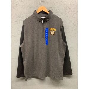Boston Bruins NHL Men's Quarter Zip Pullover L Gray Embroidered Logo Long Sleeve